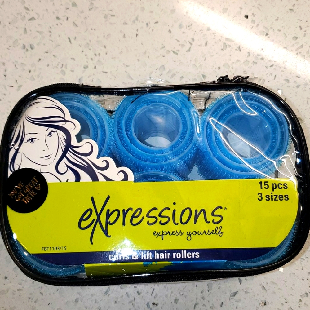 15 PCS EXPRESSIONS HAIR ROLLERS BLUE
